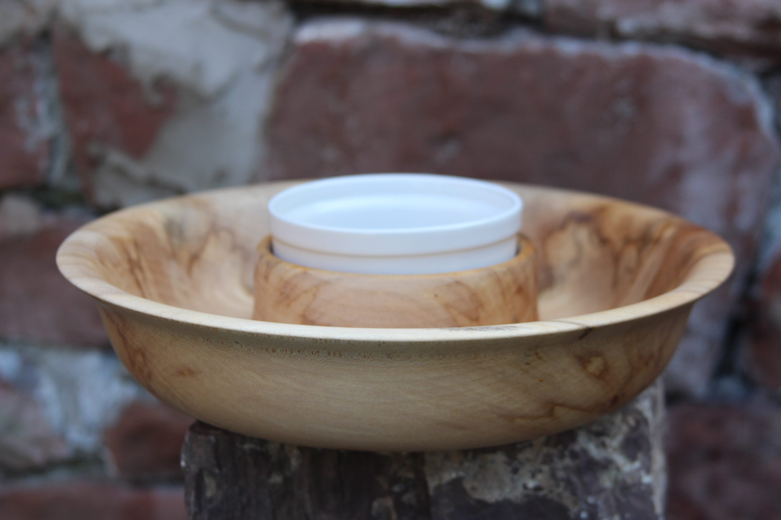 Spalted Sycamore Chip & Dip Bowl